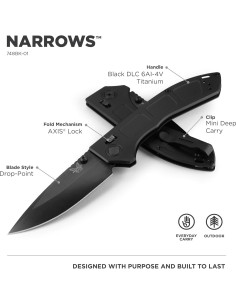 Cuchillo EDC Benchmade Narrows 748BK-01 Titanio Negro 11cm 2