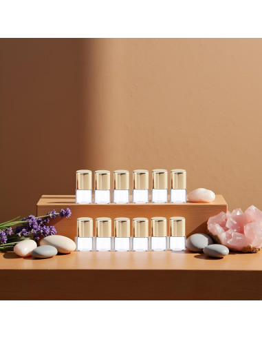 12 Mini Botellas de Vidrio Roll-on Mozff 1ml para Aceites Esenciales