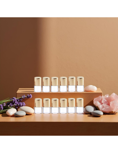 12 Mini Botellas de Vidrio Roll-on Mozff 1ml para Aceites Esenciales