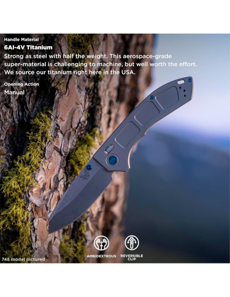 Cuchillo EDC Benchmade Narrows 748BK-01 Titanio Negro 11cm