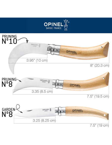 Cuchillo Plegable de Jardinería Opinel No. 10 - Acero Inoxidable 10cm