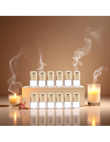 12 Mini Botellas de Vidrio Roll-on Mozff 1ml para Aceites Esenciales