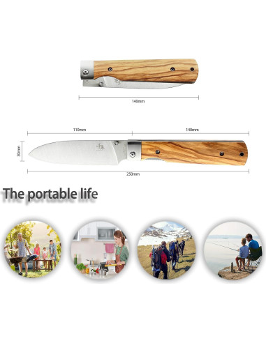 Cuchillo de Pelar Plegable SENBON de Acero Inoxidable 440A