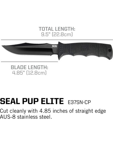 Cuchillo de Supervivencia SOG SEAL Pup Elite 12.34 cm con Funda