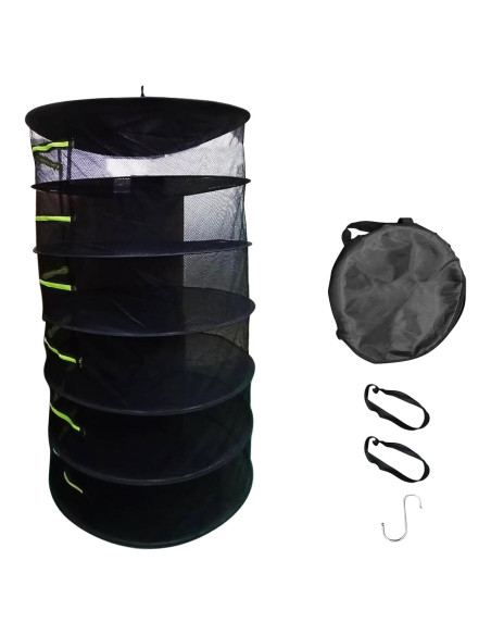 Red de Secado de Hierbas 6 Capas Miayaya con Cremalleras Verdes