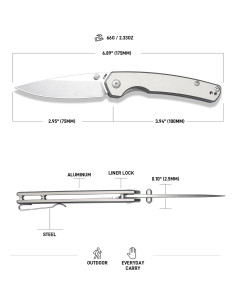 Cuchillo de Bolsillo CJRB Kain 7.49 cm Acero AR-RPM9 Aluminio 2