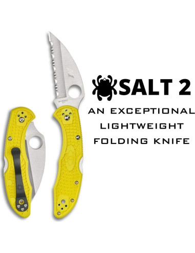 Cuchillo Spyderco Salt 2 Wharncliffe H-1 7.34 cm Mango FRN Amarillo