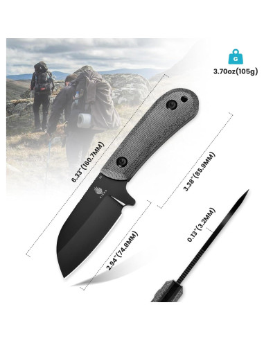 Cuchillo de Caza Kizer Deckhand Hoja Fija D2 7.5cm con Funda