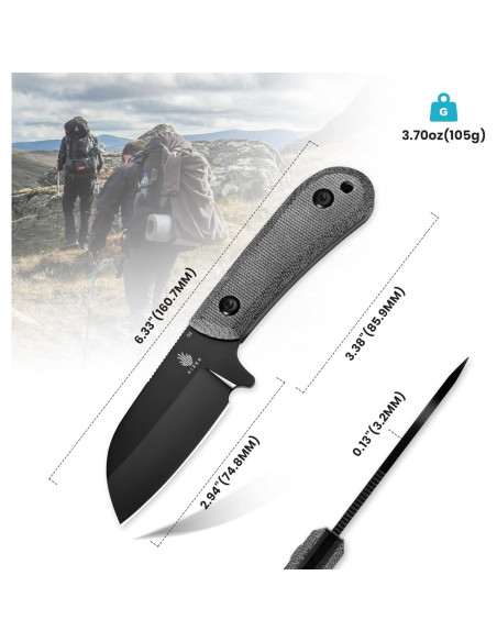 Cuchillo de Caza Kizer Deckhand Hoja Fija D2 7.5cm con Funda