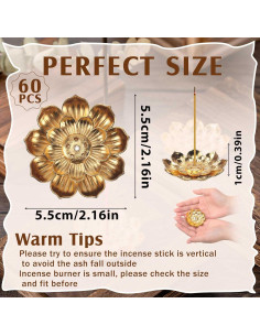 Set de 60 Soportes de Incienso Layhit Loto Dorado 5.5 cm 2