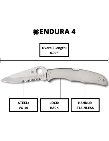 Cuchillo Plegable Spyderco Endura 4 Acero Inoxidable 22.3 cm
