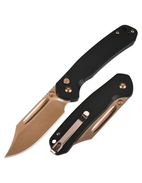 Cuchillo Plegable CJRB Bowie Pyrite 8 cm Rosa Oro Acero