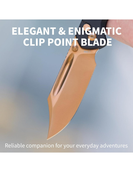 Cuchillo Plegable CJRB Bowie Pyrite 8 cm Rosa Oro Acero