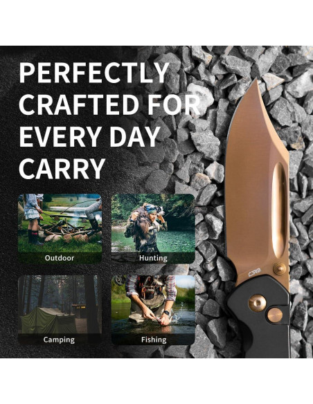 Cuchillo Plegable CJRB Bowie Pyrite 8 cm Rosa Oro Acero