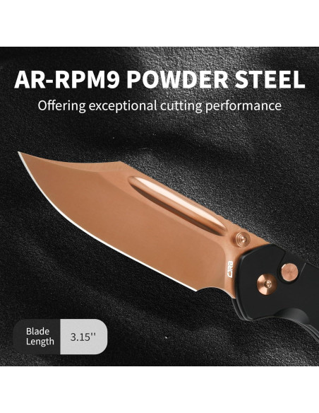 Cuchillo Plegable CJRB Bowie Pyrite 8 cm Rosa Oro Acero