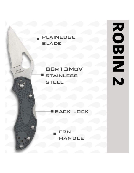 Cuchillo de Bolsillo Spyderco Byrd Robin 2 Acero Inoxidable 6.1 cm