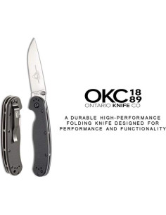 Cuchillo Plegable Ontario RAT II AUS-8 7.6 cm Mango Nylon Negro 2