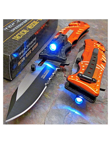 Cuchillo de bolsillo táctico Tac-Force EMT con linterna LED