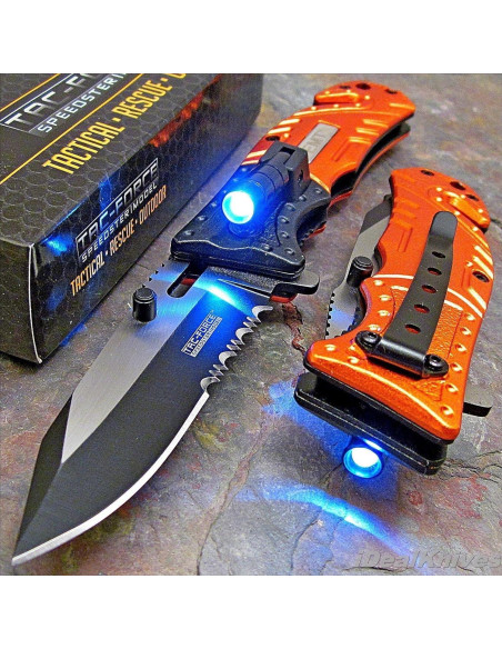 Cuchillo de bolsillo táctico Tac-Force EMT con linterna LED