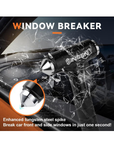 Kit de Emergencia SINSEN 4-en-1: Rompedor de Ventanas y Linterna 2