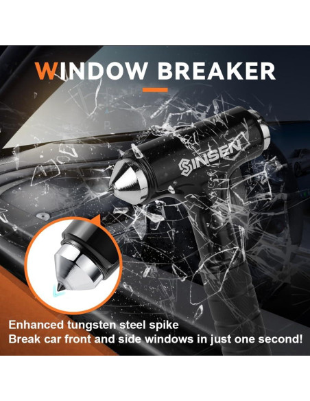 Kit de Emergencia SINSEN 4-en-1: Rompedor de Ventanas y Linterna