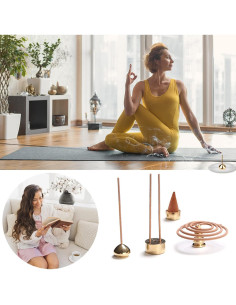 Soporte de Incienso 3 en 1 ABXLNIU de Latón para Varitas y Conos 2