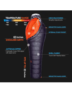 Saco de Sueño Hídrico Alplive D1500 - 10 Grados para Adultos 2