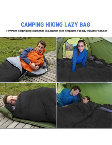 Saco de Dormir Favorland Ligero 3 Estaciones 5-20C Negro