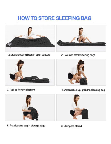 Saco de Dormir Favorland Ligero 3 Estaciones 5-20C Negro