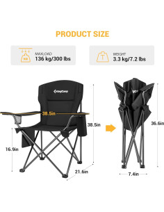 Silla de Jardín Plegable Acolchada KingCamp Negra 136 kg 2