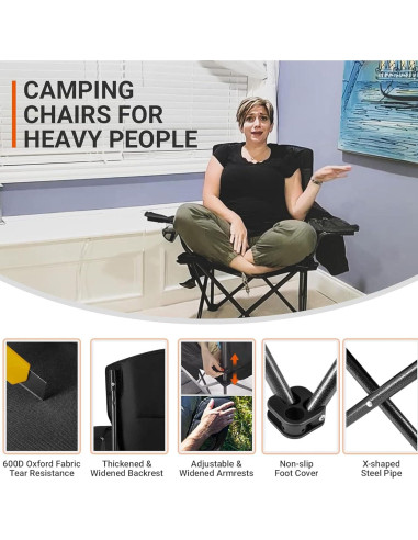 Silla de Jardín Plegable Acolchada KingCamp Negra 136 kg