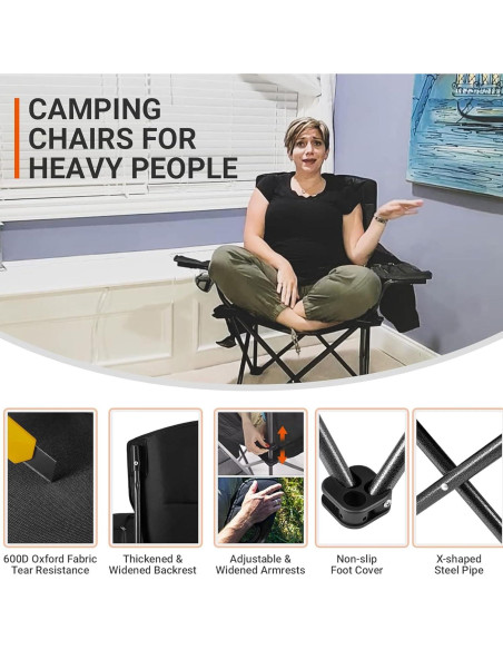 Silla de Jardín Plegable Acolchada KingCamp Negra 136 kg