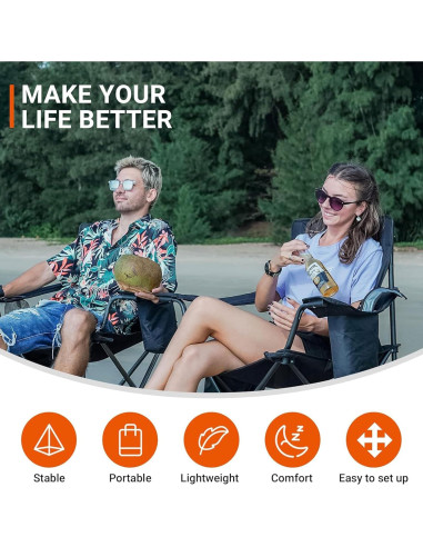 Silla de Jardín Plegable Acolchada KingCamp Negra 136 kg