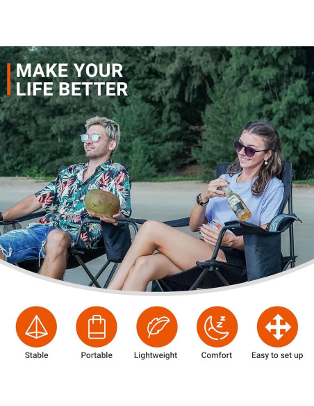 Silla de Jardín Plegable Acolchada KingCamp Negra 136 kg