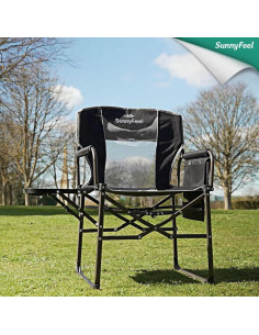 Silla de Camping Plegable SUNNYFEEL AC3008F Gris Negro Resistente 2
