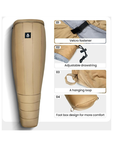 OneTigris Featherlite Quilt 1000g 40F Coyote Brown Camping