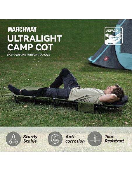 Cama Plegable Ultraligera MARCHWAY Verde Militar 2.18 kg