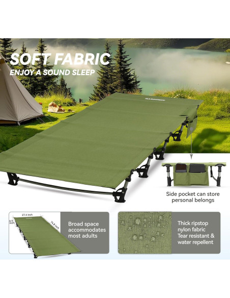 Cama Plegable Ultraligera MARCHWAY Verde Militar 2.18 kg