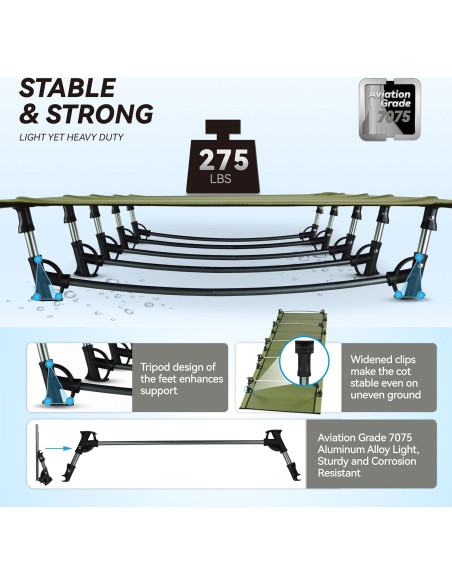 Cama Plegable Ultraligera MARCHWAY Verde Militar 2.18 kg