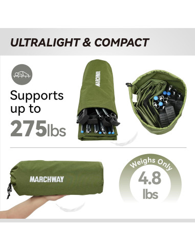 Cama Plegable Ultraligera MARCHWAY Verde Militar 2.18 kg
