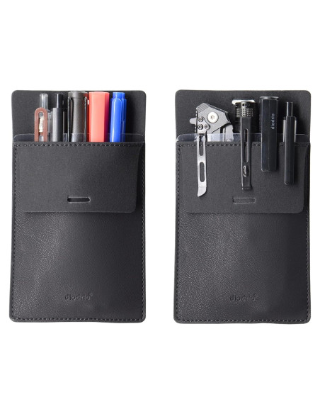 Organizador de Estuche de Cuero Diodrio para 5 Bolígrafos Negro
