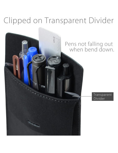 Organizador de Estuche de Cuero Diodrio para 5 Bolígrafos Negro