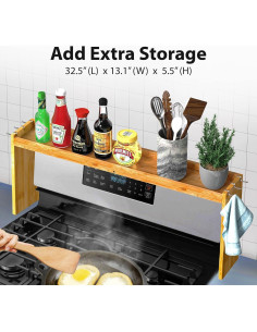 Estante de Especias IIIOIIIA de Bambú 80 cm con 6 Ganchos 2