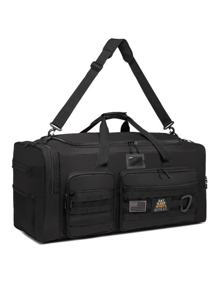 Bolsa de viaje táctica SunForMorning 135L negra con bolsillo aislado