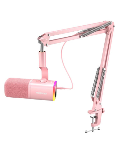 Micrófono Dinámico USB XLR MAONO PD100XS Rosa para Juegos