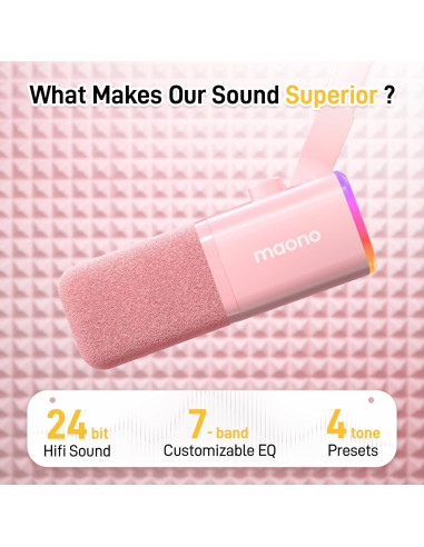 Micrófono Dinámico USB XLR MAONO PD100XS Rosa para Juegos