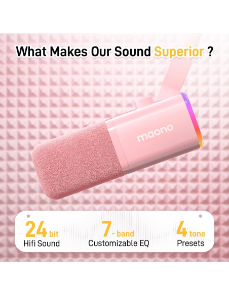 Micrófono Dinámico USB XLR MAONO PD100XS Rosa para Juegos