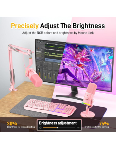 Micrófono Dinámico USB XLR MAONO PD100XS Rosa para Juegos