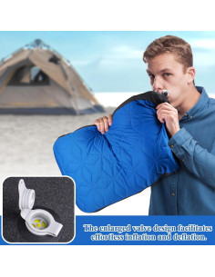 Almohada Inflable de Camping UWILLION Grande 61x38 cm Azul 2