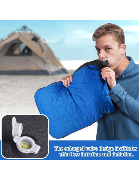 Almohada Inflable de Camping UWILLION Grande 61x38 cm Azul